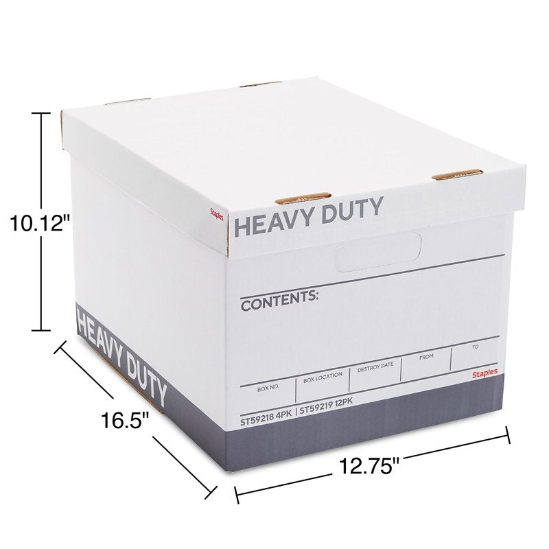Heavy Duty File Storage Box with Lift-Off Lid - White/Gray, 12 Pack
