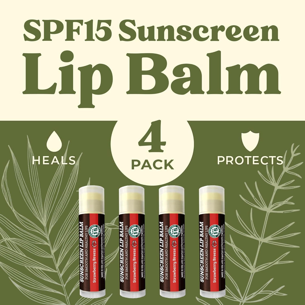 Earth's Daughter USDA Organic Lip Balm 6-Pack - Fruit Flavors, Beeswax, Coconut Oil, Vitamin E - Best Lip Repair Chapstick for Dry Cracked Lips - Moisturizing Lip Care