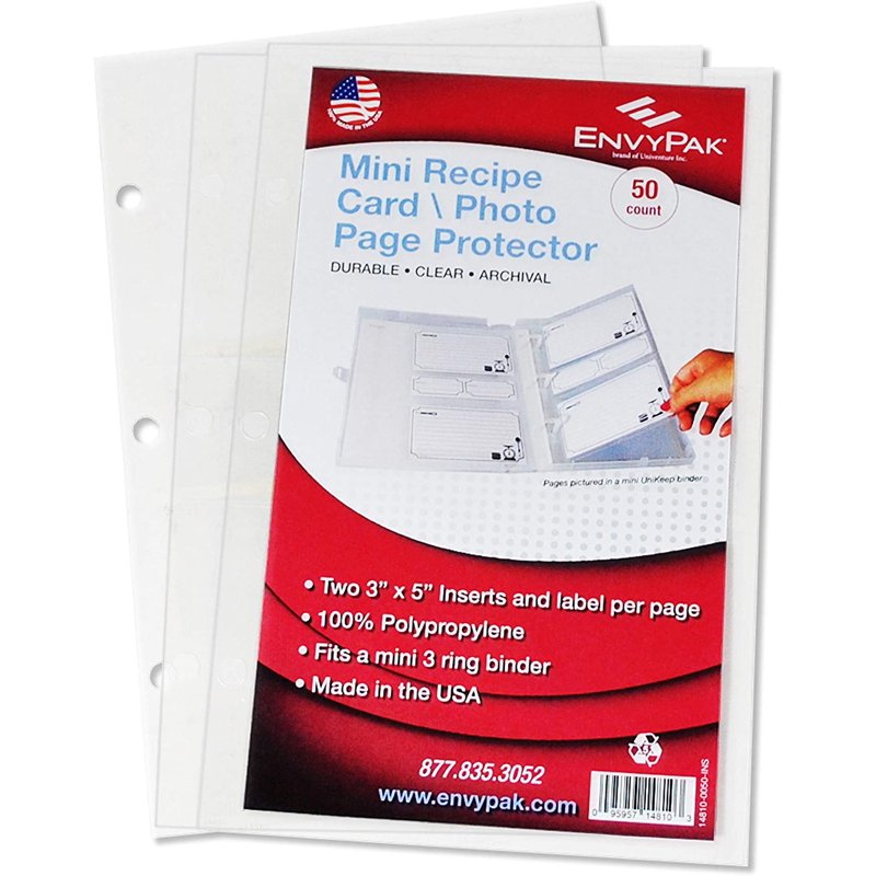 Mini 3x5 Inch Photo Protectors Pack of 50 for Binder Storage - Made in USA