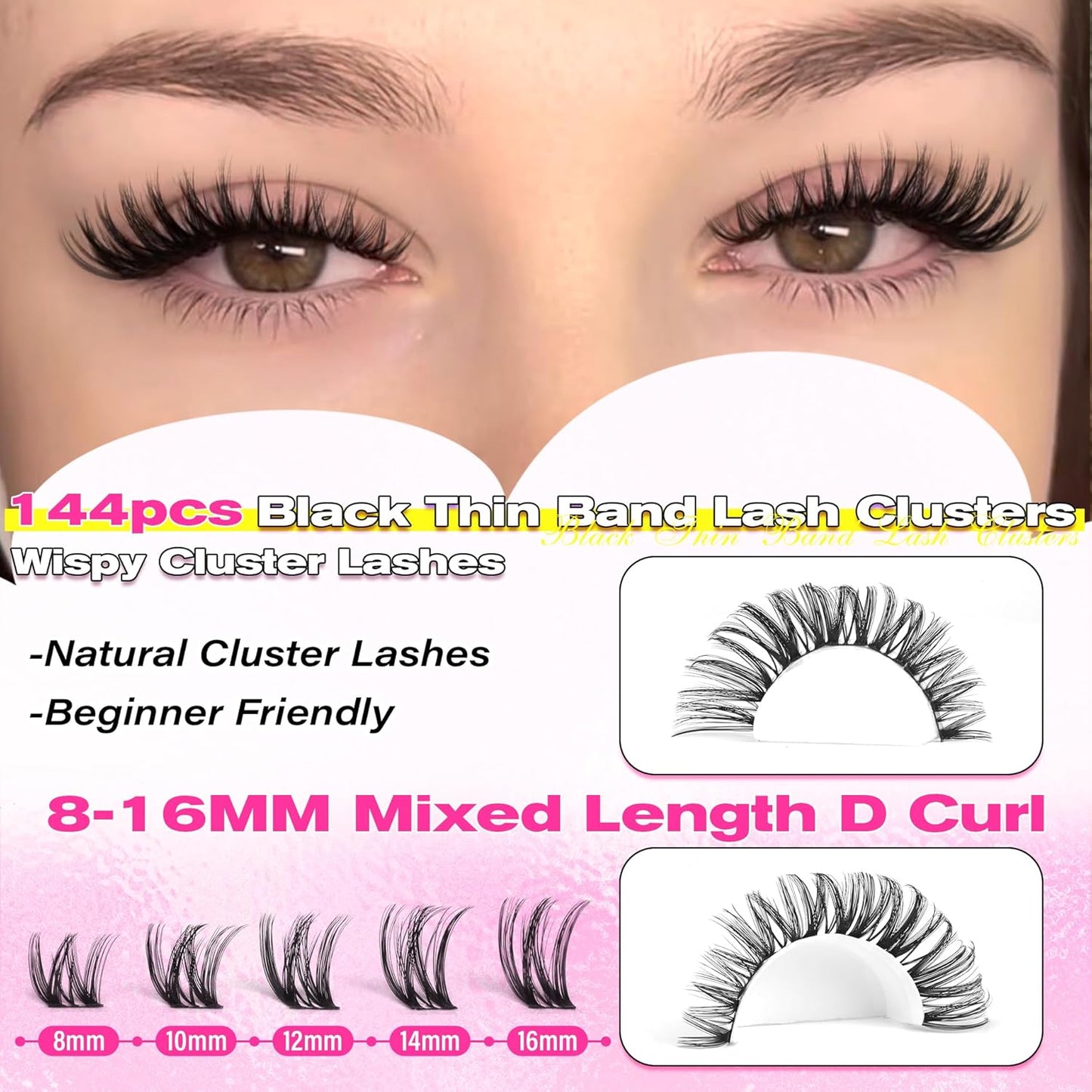Manga Eyelash Clusters - Natural Look Anime Lash Extensions (8-16MM) for Beginners
