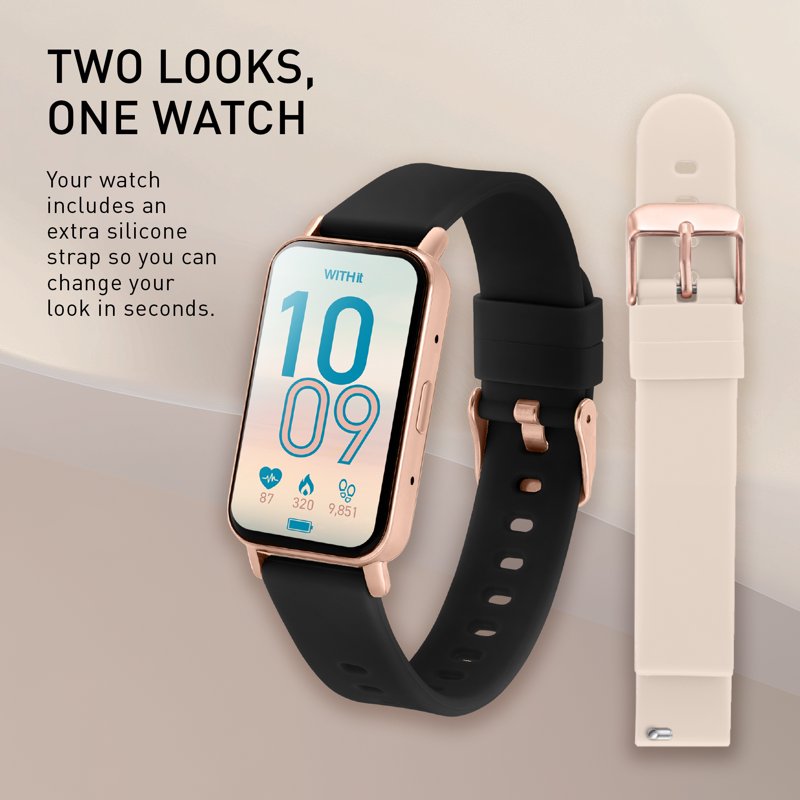 Smartwatch with 1.45 Inch Touch Screen and Interchangeable Silicone Bands