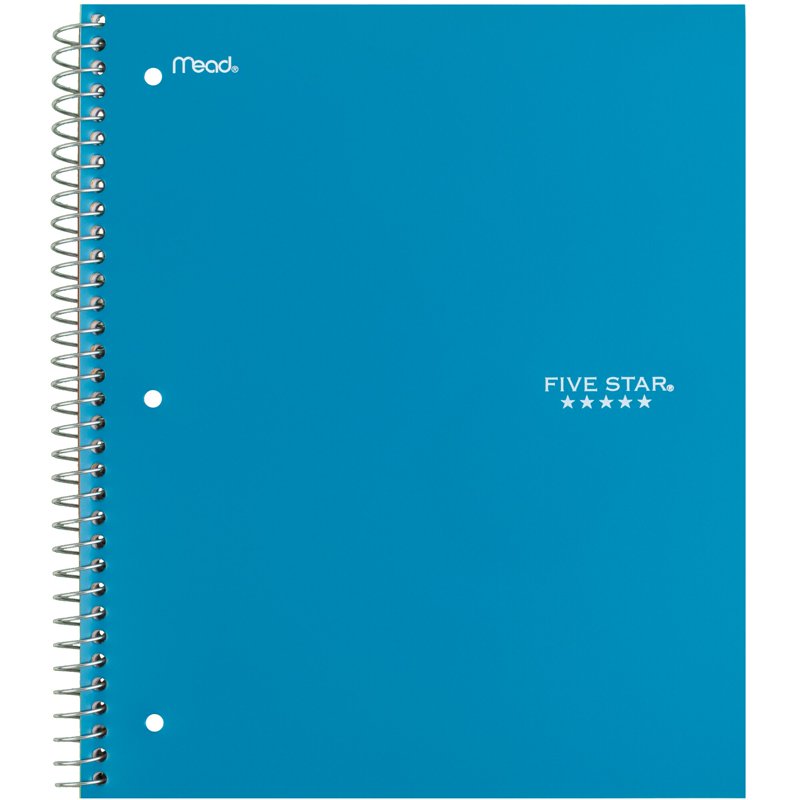 5-Star Spiral Notebook with Study App 1 Subject Wide Ruled 8 x 10.5 Inch 4 Pack