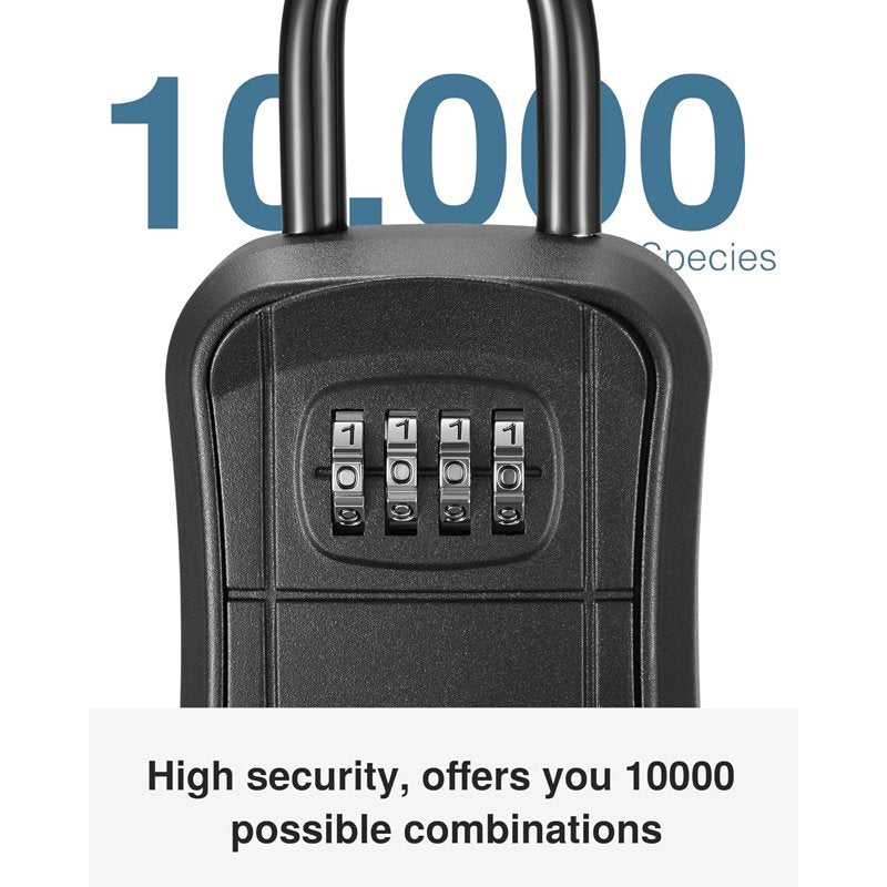 Portable Wall-Mounted Key Lock Box with Combination Code, Weather-Resistant Metal Safe for Home & Office