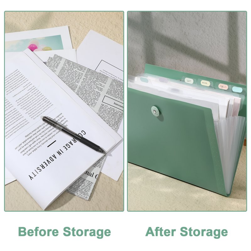 2 Pack Accordion File Organizer with Pockets, Waterproof Document Folders, 8 Expandable Sections, Portable Office & Home Storage