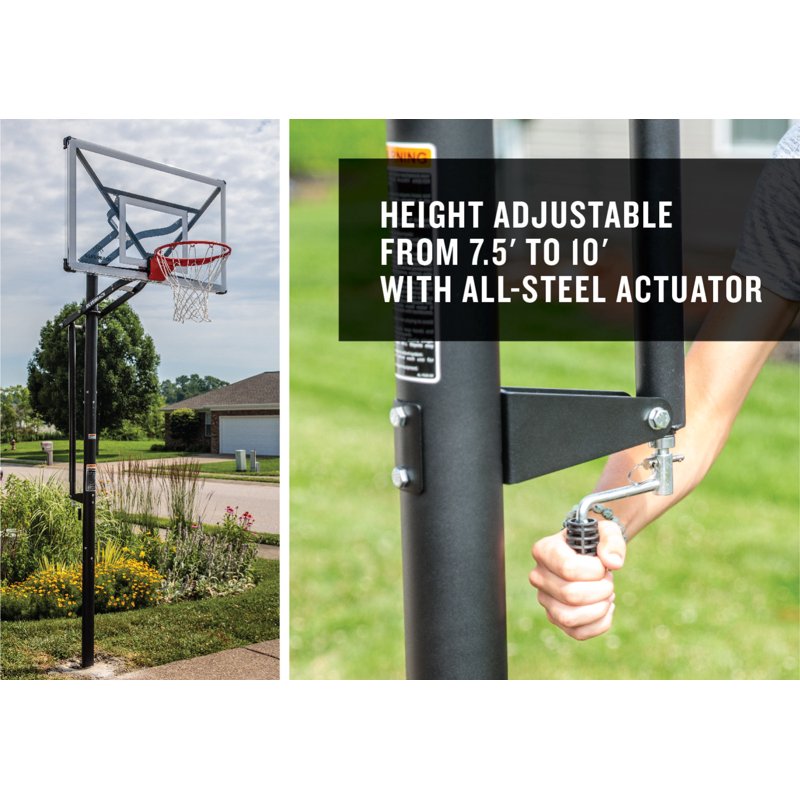 In-Ground Basketball Hoop with 54-Inch Infinity Edge Backboard & Height Adjustment