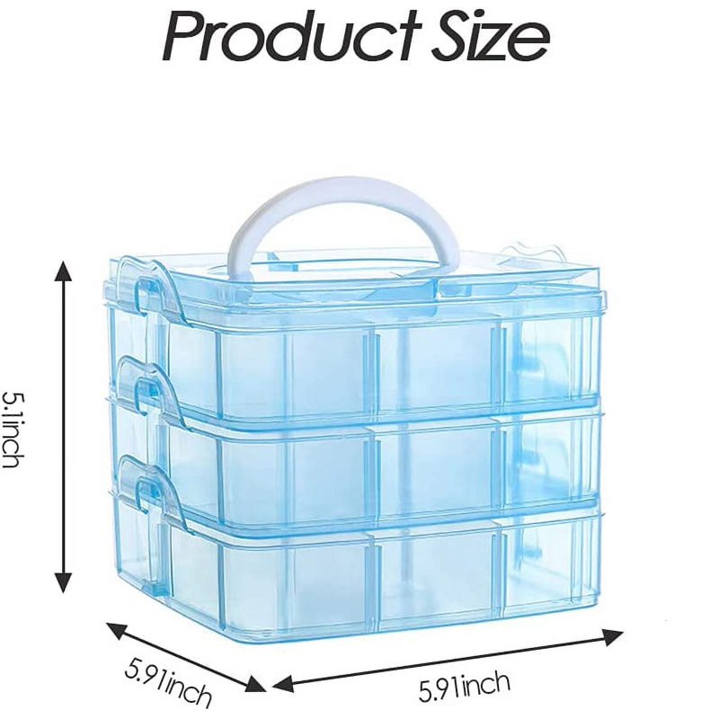 Stackable Craft Storage Box with 18 Compartments - Multi-Size Organizer for Art Supplies