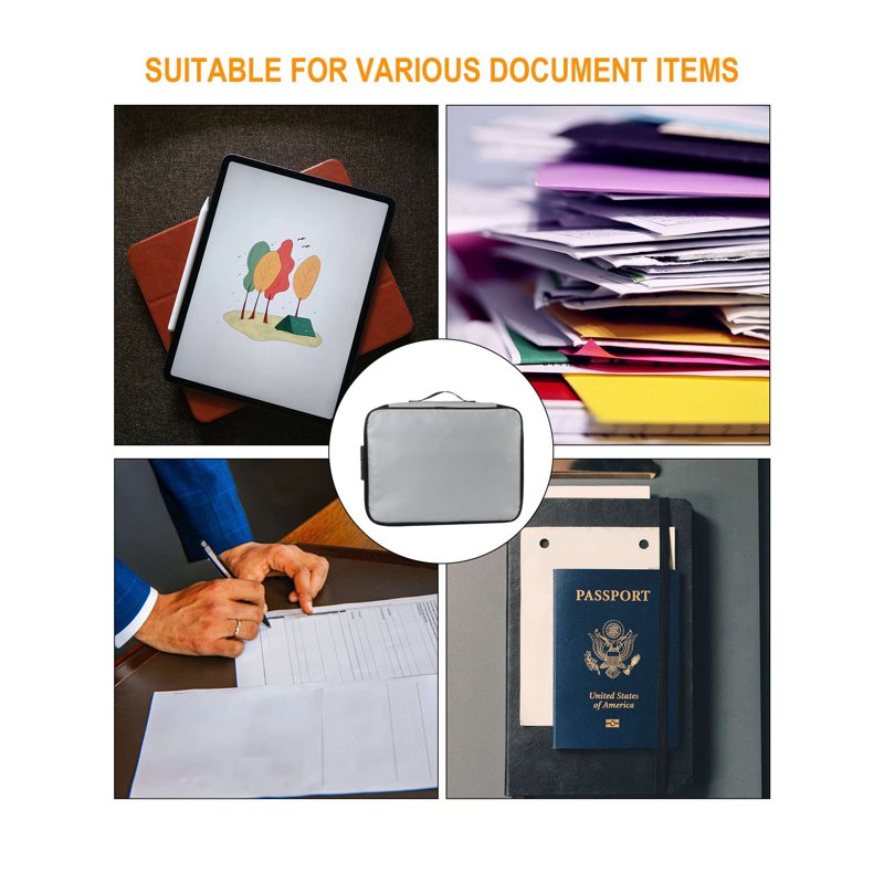 Fireproof Waterproof Document Bag with Lock - Portable Storage Organizer for Certificates, Passports, Cash, Jewelry