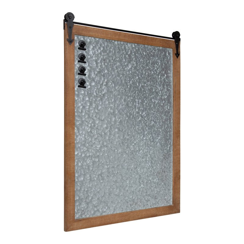 Magnetic Memo Board 22x32 Rustic Barn Door Style Galvanized Metal Organizer