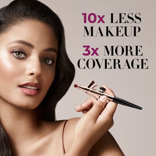 Luminess Air Icon Makeup Airbrush System and 4-Piece Foundation Starter Kit, Tan Coverage - Quick, Easy & Long Lasting Application - Includes Silk 4-In-1 Foundation, Highlighter & Blush