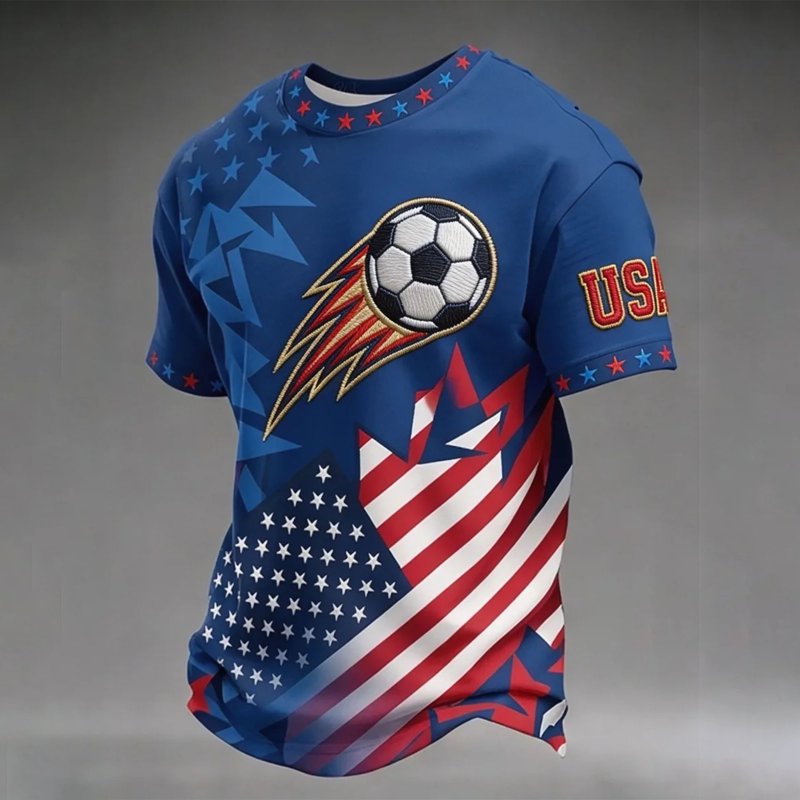 USA Soccer Jersey for Men 2026 Dark Blue, 2XL – Crewneck Short Sleeve, Retro Streetwear Fan Shirt