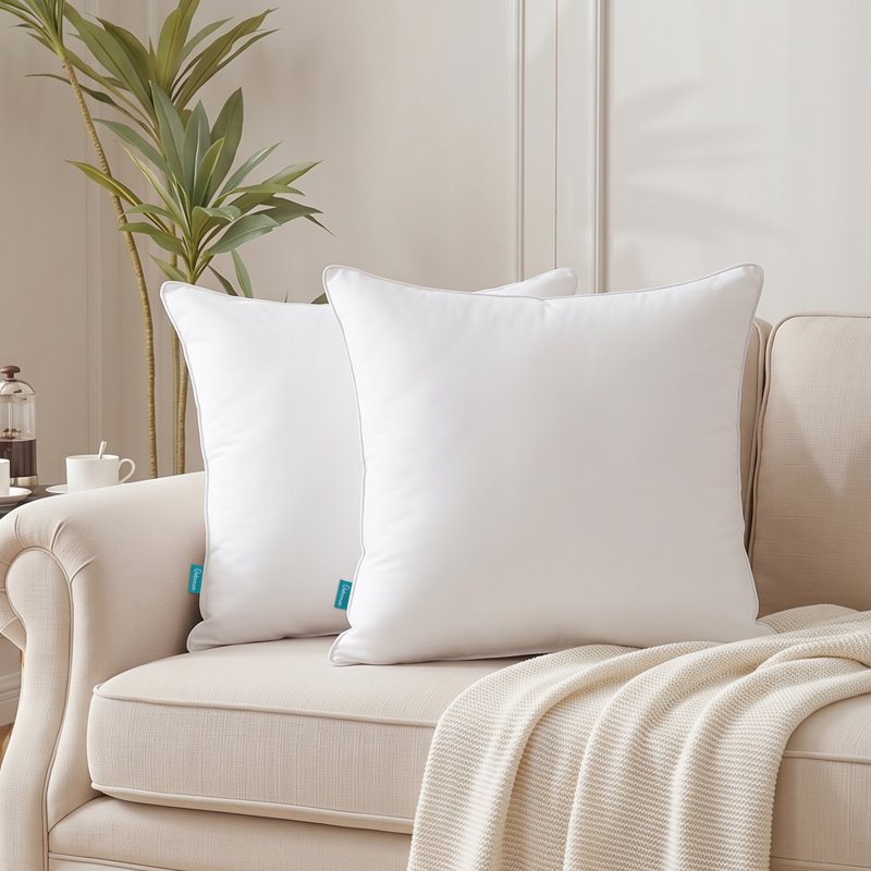 Cotton Throw Pillow Inserts 2 Pack - Hypoallergenic Fluffy Cushion Support