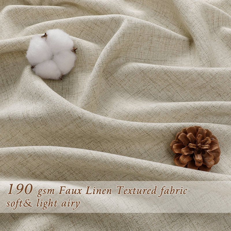 OVZME Judy Linen Curtains 84-Inch Length, 52x84 Two-Panel Light Filtering Drape Set