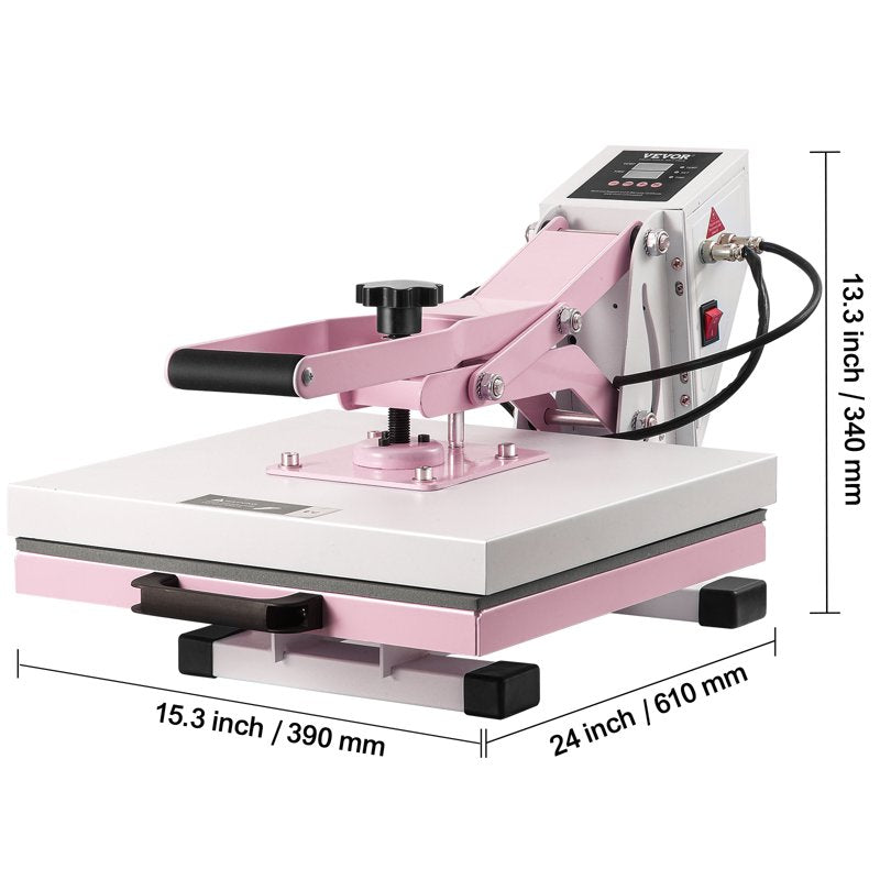 15x15 Inch Digital Heat Press Machine for T-Shirts, Pillows & Bags - Pink