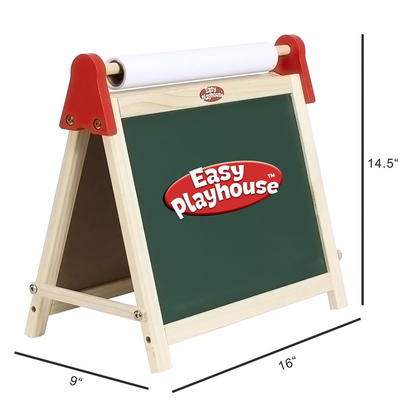 Kids Double-Sided Wooden Easel with Whiteboard & Chalkboard - 15.35 x 11.8 in