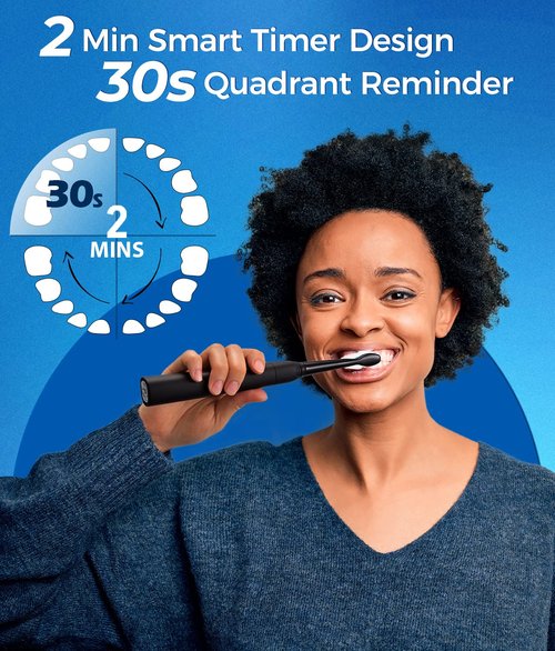 Sonic Electric Toothbrush for Adults, Power Electric Toothbrush with 8 Brush Heads, Travel Case, 40000 VPM Deep Clean 5 Modes, Rechargeable Toothbrushes Fast Charge 4 Hours Last 30 Days, Black