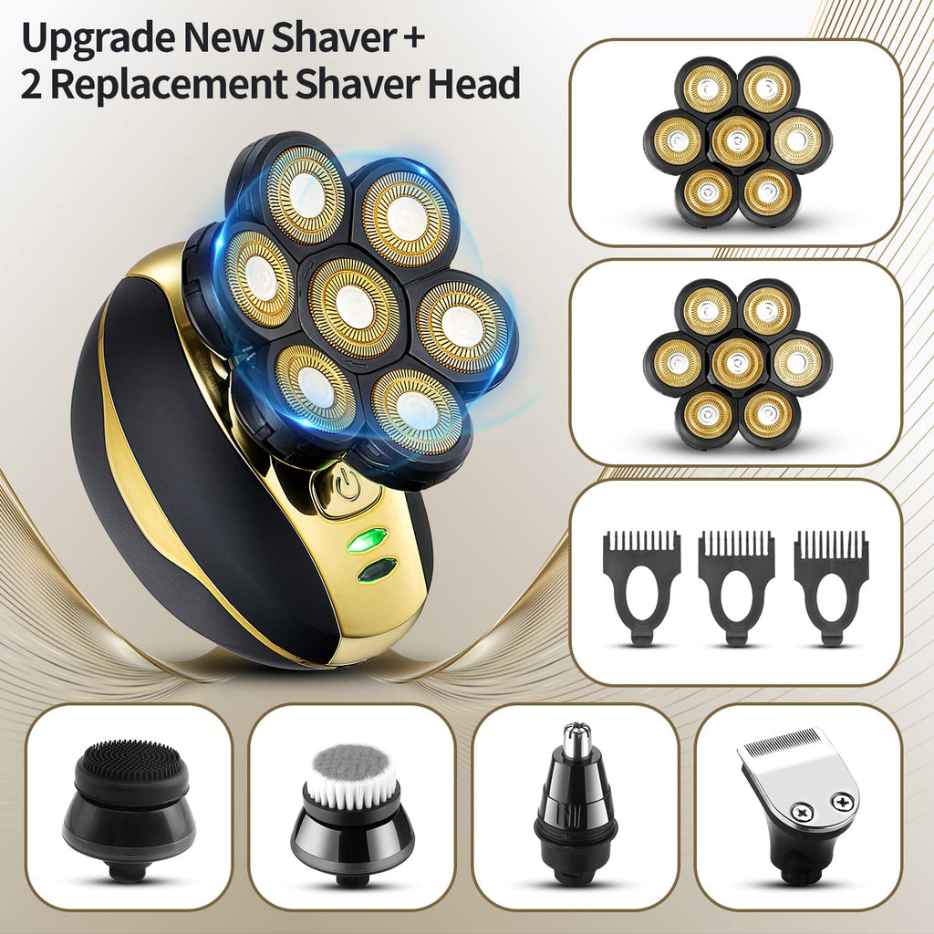 VOTMONI Head Shaver for Bald Men Upgrade 7D Electric Shavers Waterproof Bald Head Close Shaver for Men Rechargeable Rotary Shaver Multifunctional Electric Razors Wet & Dry Bald Shaver