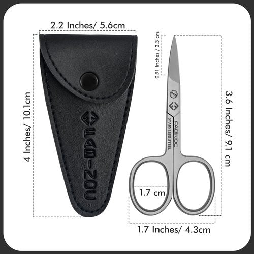 FABINOC Curved Nail Scissors for Women & Men – German Quality Stainless Steel – Small Manicure Pedicure Scissors for Fingernail, Toe Nail, Eyebrows & Mustache