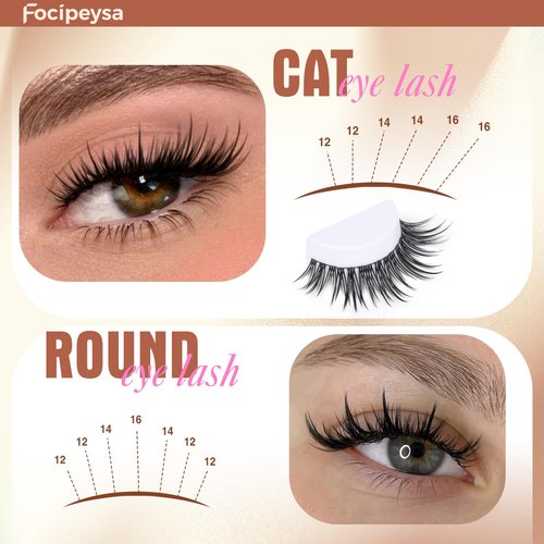 Focipeysa Manga Eyelashes Clusters Wispy Eyelashes Extensions 12-16mm Natural Manga Eyelash Clusters Salon Effect Pestañas Postizas Naturales Spiky Individual Lash Extensions at Home