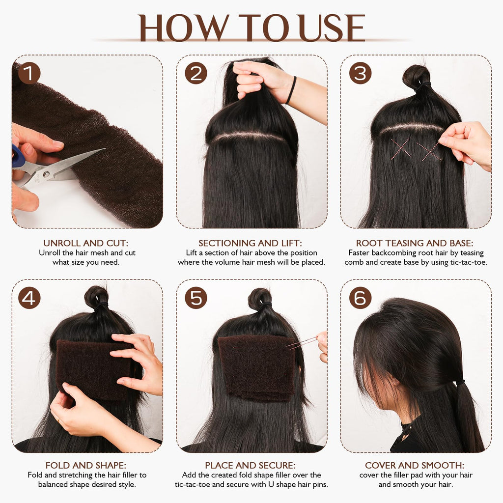 YGQQOY Updo Hair Filler,Hair Padding,Hair Sponge for Updo, Hair Donuts for Updos,Volume Hair Bumps it Tool and Hairpins, Light Brown