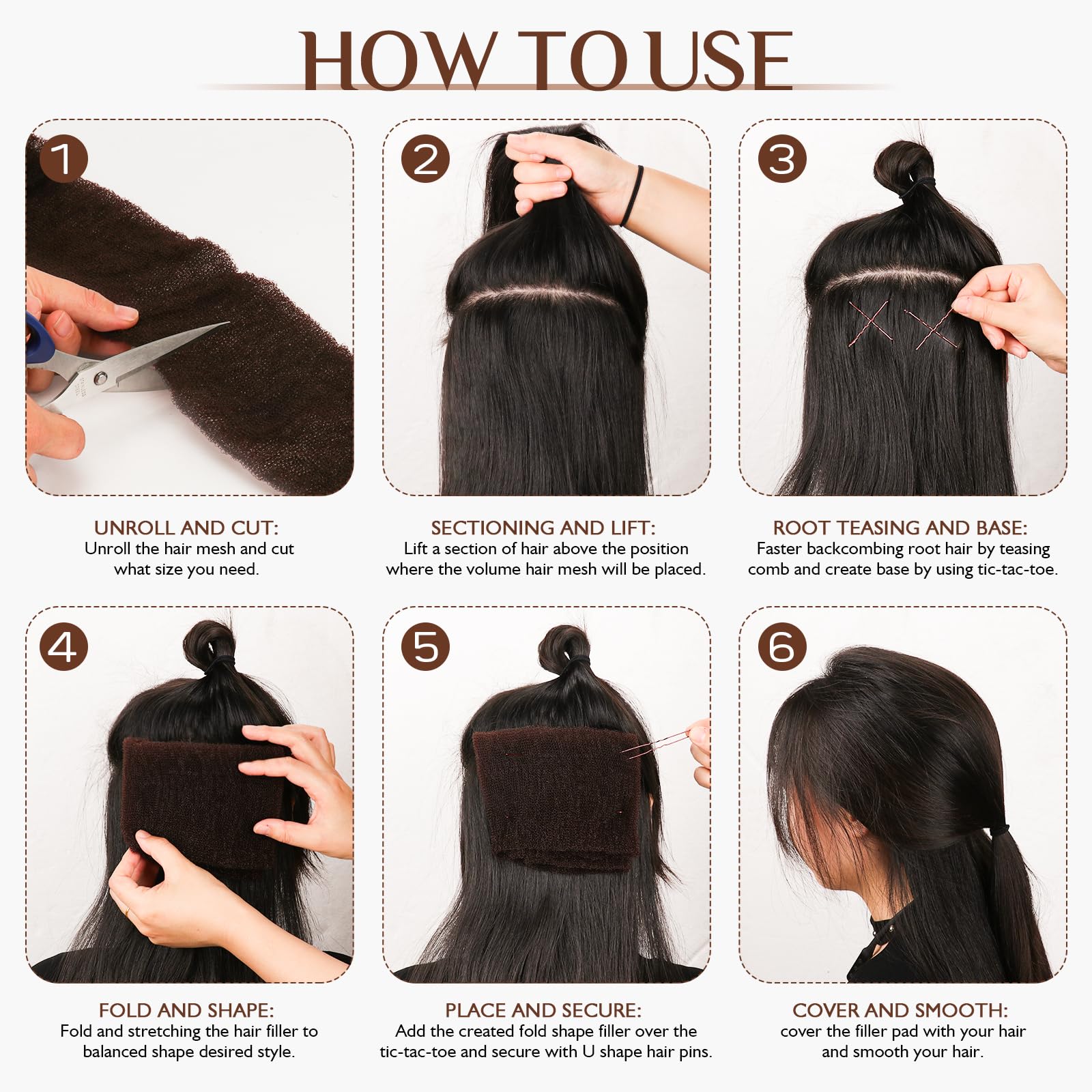 YGQQOY Hair Sponge for Updo,Hair Filler, Hair Donuts for Updos,Volume Hair Bumps Tool, Hair Padding,Dark Brown
