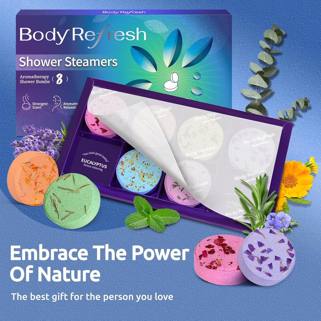Shower Steamers Aromatherapy - 8 Pack Shower Bombs with Natural Essential Oils, Birthday Gifts for Women Self Care Relaxation Home SPA Stress Relief, Gifts for Girlfriend Teacher Womens Christmas Gift
