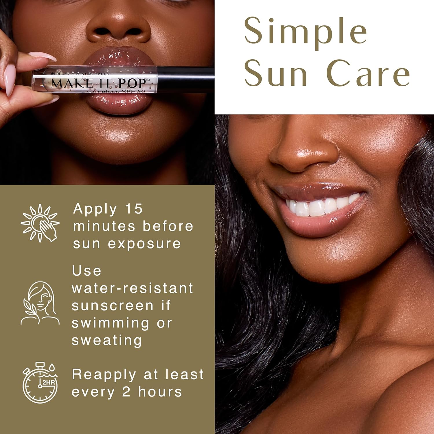 BlackGirlSunscreen BLACK GIRL SUNSCREEN - Make It Pop Sungloss - Revolutionary Sun Protection and Gloss in One - SPF 50 (Cherry Noir)