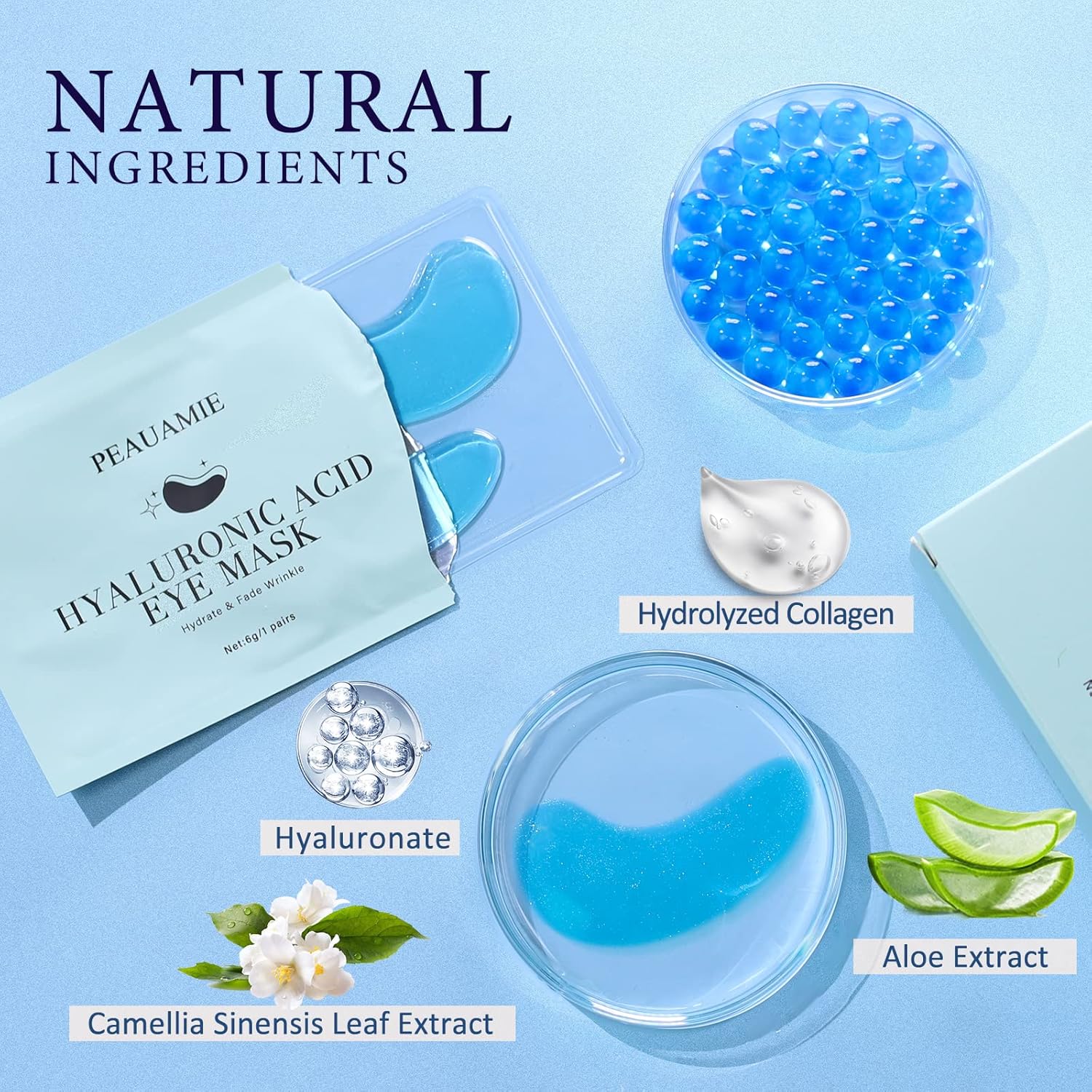 Under Eye Patches Gold and Hyaluronic Acid for puffy eyes,Rose Eye Masks for Dark Circles and Puffiness skin care Smooth Wrinkles products 30 Pairs