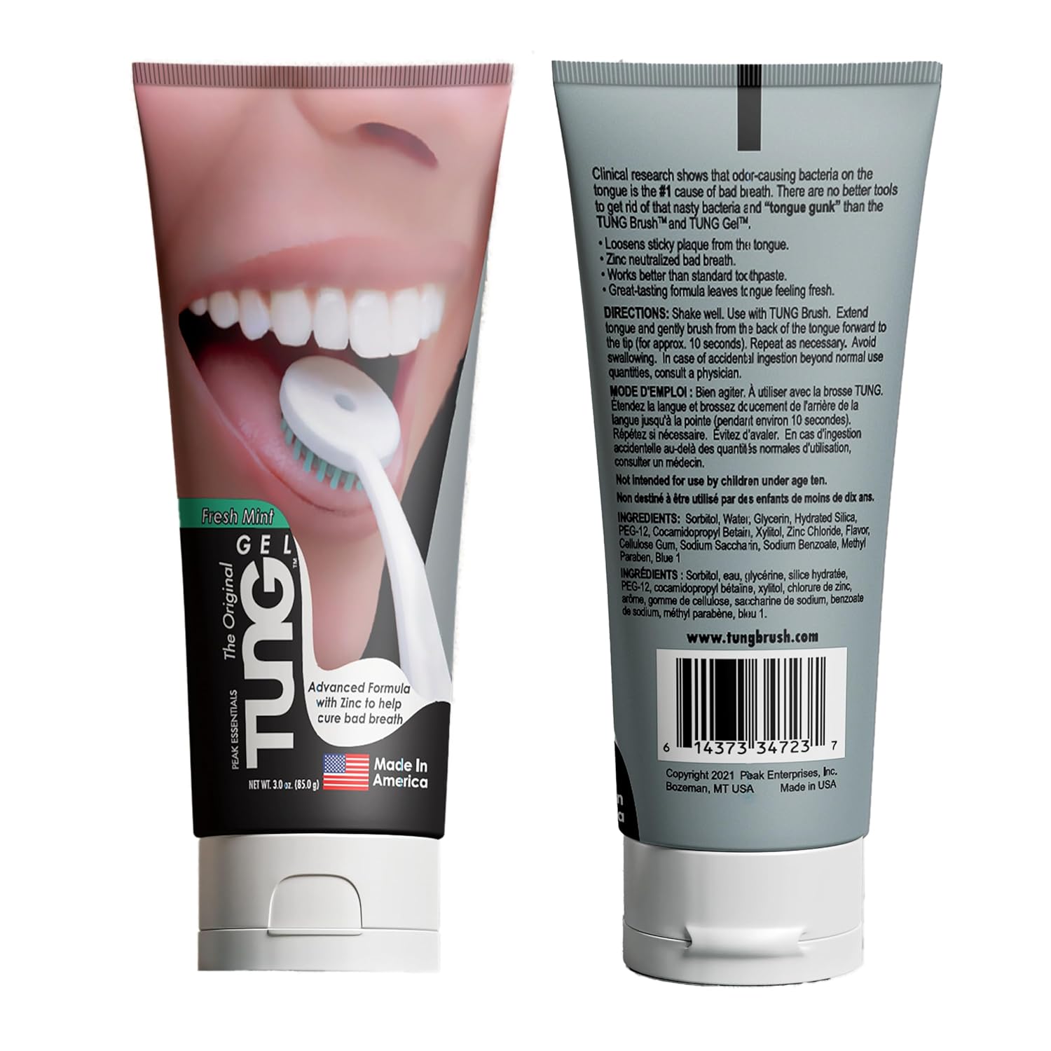 Tung Tongue Brush & Gel Kit | Tongue Cleaner for Adults | Tongue Scraper to Fight Bad Breath and Halitosis | Mouth Odor Eliminator | Fresh Mint | Made in America (Set of 1)