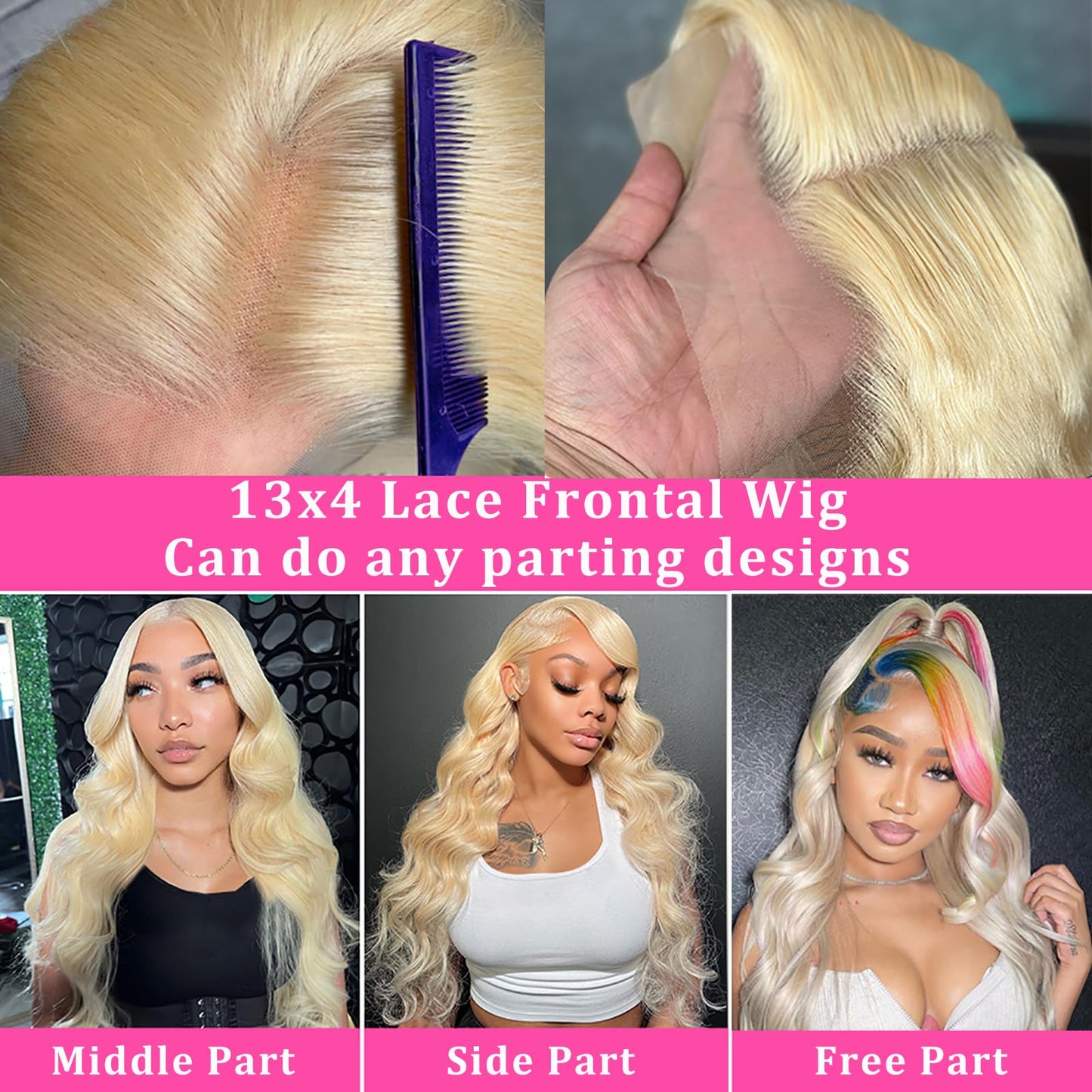 30 Inch 613 Lace Front Wig Human Hair 13x4 Body Wave Blonde Lace Front Wigs Human Hair Transparent 613 HD Lace Frontal Wig Pre Plucked with Baby Hair 180% Density