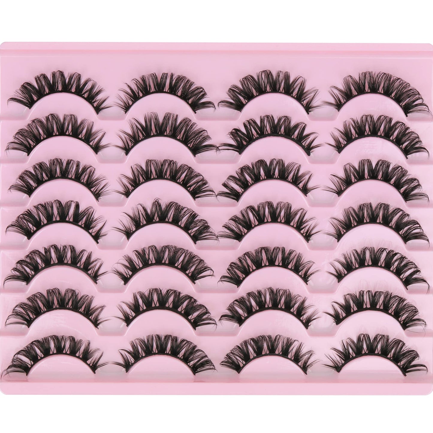 14 Pairs False Eyelashes Russian Strip Lashes Natural Look Fake Lashes Wispy Cat Eye Lashes 3D Curl Strip Eye Lashes by Focipeysa