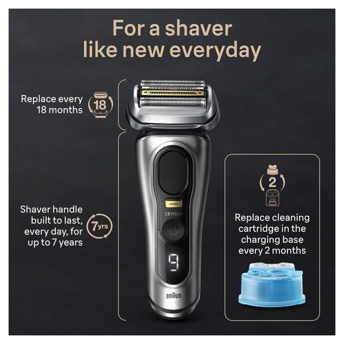 Braun Series 9 PRO+ 9577cc Electric Razor for Men, 5 Pro Shave Elements & Precision Long Hair Trimmer, 6in1 SmartCare Center, PowerCase for Mobile Charging, Wet & Dry, 60min Battery Runtime