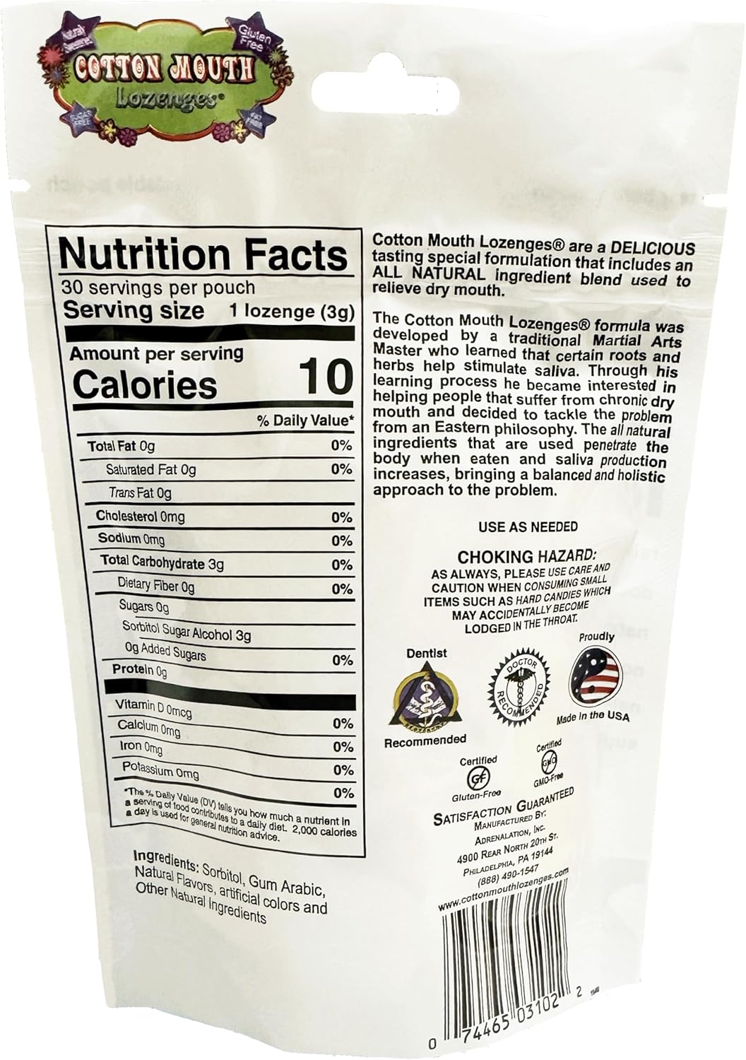 Dry Mouth Relief Fruit Mix 3.3oz Bag (1 Bag) | Relieves Dry Mouth & Increases Saliva Production, Sugar Free, Gluten Free, Delicious Fruit Flavor, Individually Wrapped, 30 Ct