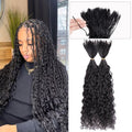 Pre-Divided Human Braiding Hair for Boho Braids Water Deep Wave Human Hair Bulk for Braiding Curly Human Hair for Boho Locs Boho Crochet Braids Human Hair Extensions (1B, 16"-320Strands)