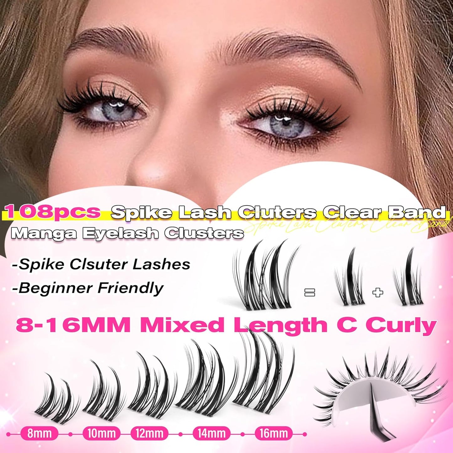 Manga Eyelash Clusters - Natural Look Anime Lash Extensions (8-16MM) for Beginners