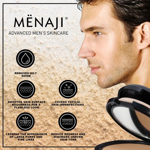 MËNAJI Anti-Shine Powder (HDPV) - Anti-Shine Face Make-Up for Men - Undetectable Full Coverage - Natural Looking Makeup - Mens Makeup - Mens Concealer- Mens Cosmetics - Contains Vitamin C & E - Bronze