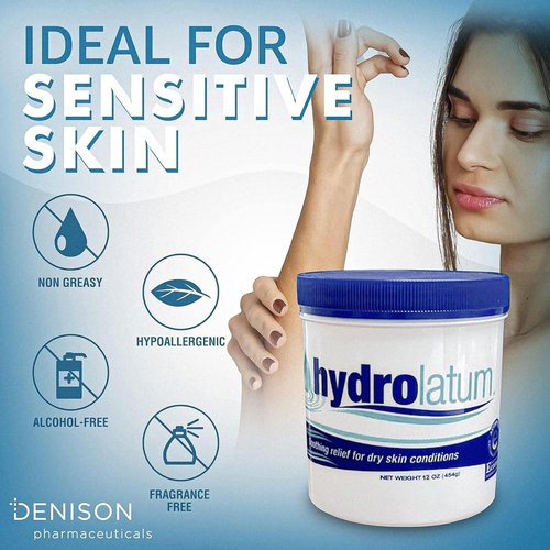 Hydrolatum 12oz Moisturizing Cream Tub: Daily hydration for extremely dry skin. Gentle relief for both children and adult without leaving an oily residue. Non-greasy formula and soothing cream on hand