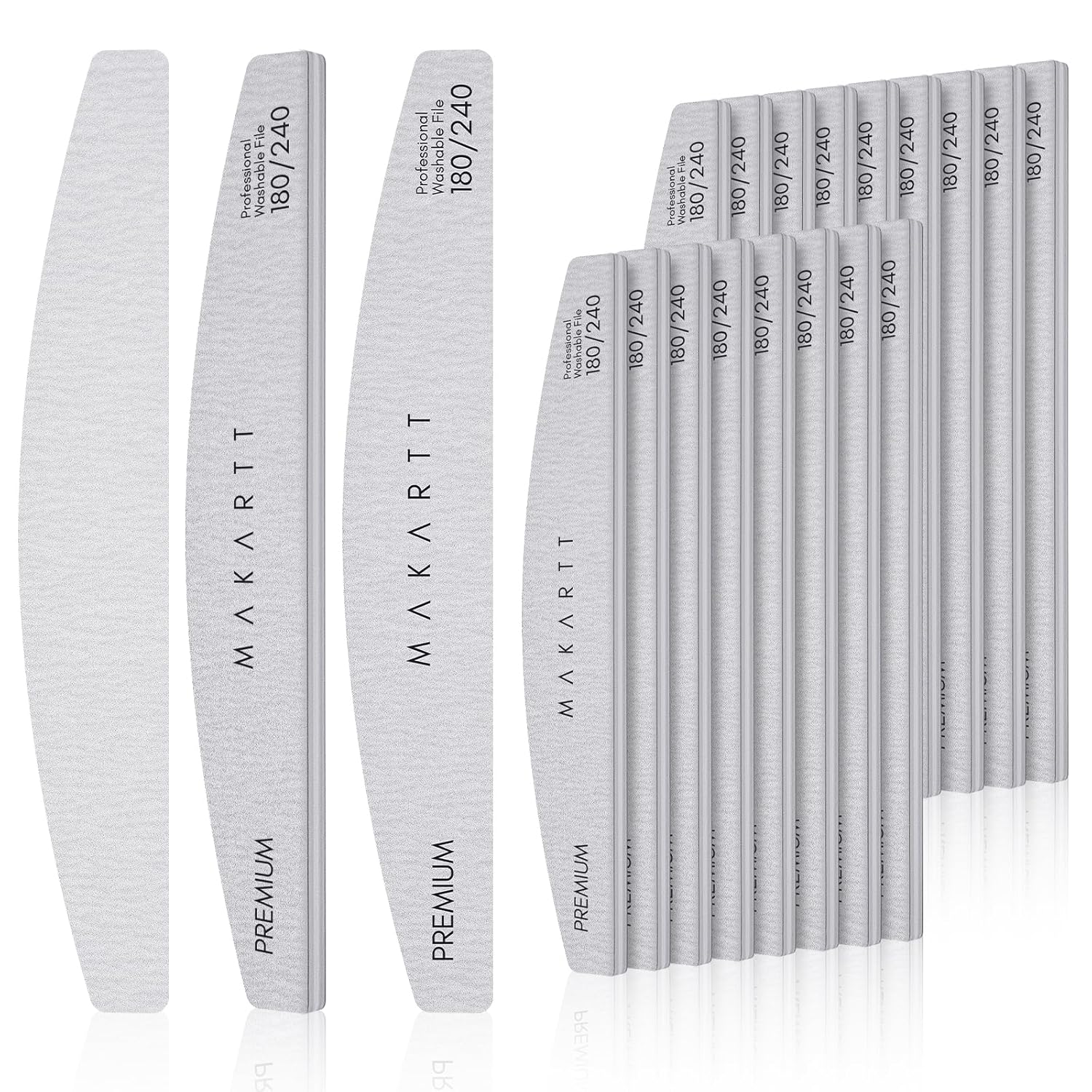 Makartt Nail File: 100/180 Grit Emery Boards for Nails, 10 Pcs Zebra Doubled Sides Coarse Fingernail Filer for Acrylic and Extension Gel Removal Manicure Kit Salon Home Use