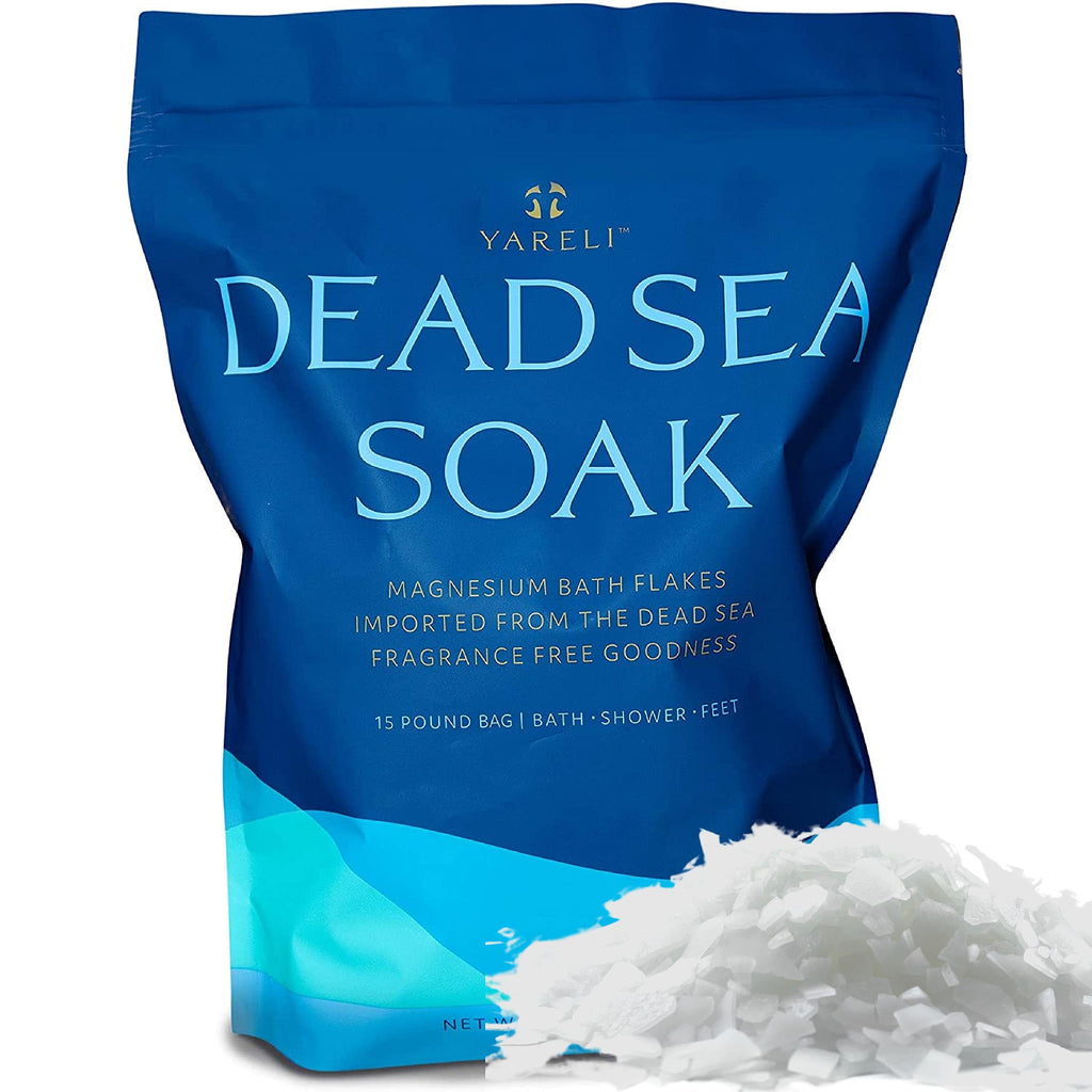 Yareli Magnesium Flakes, 15lb, Dead Sea Bath & Foot Soak, Alternative to Epsom Salt with Over 800,000mg of Elemental Magnesium Per Bag