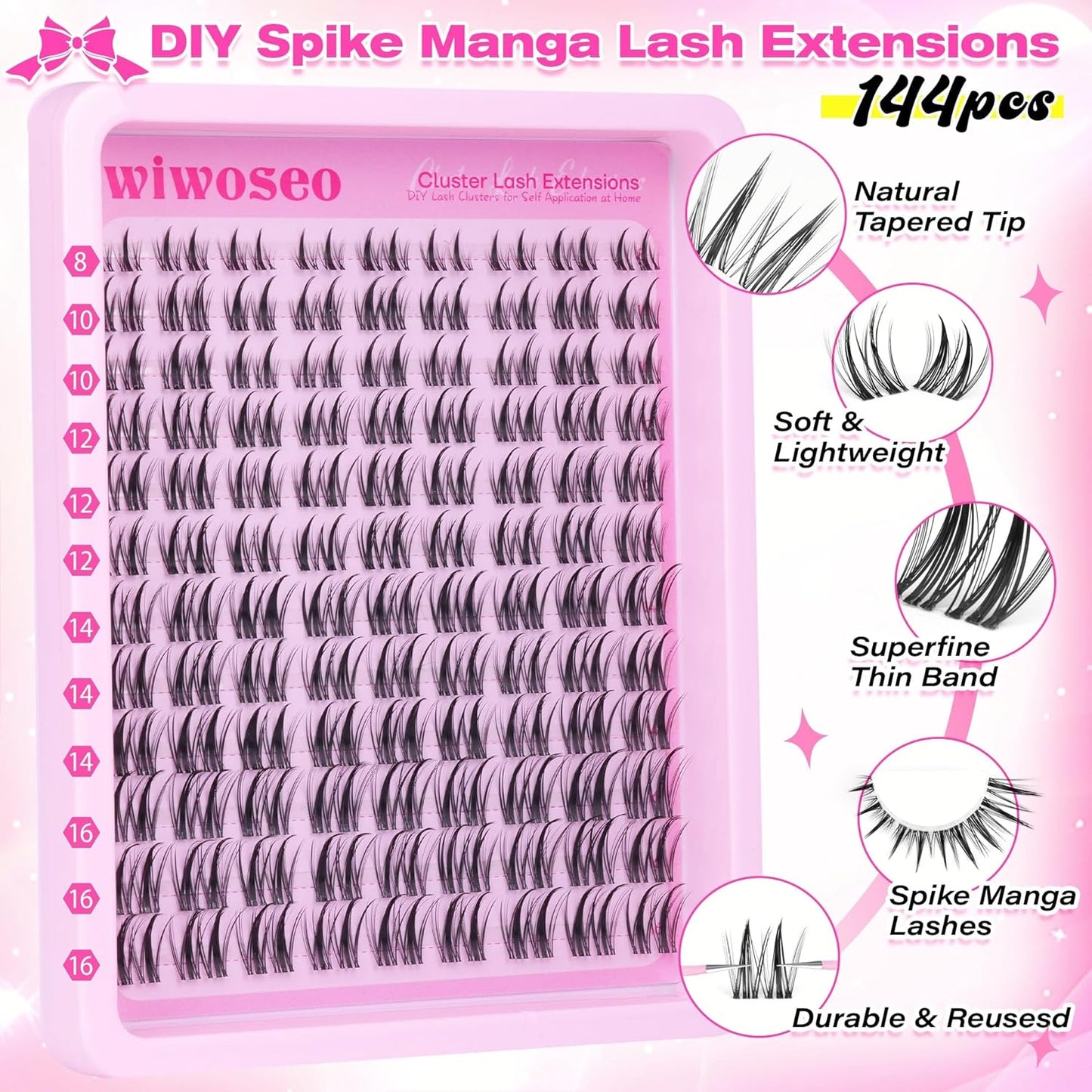 Manga Eyelash Clusters - Natural Look Anime Lash Extensions (8-16MM) for Beginners