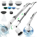 Electric Spin Scrubber Cleaning Brush, Full-Body IPX7 Waterproof Cordless Cleaning Brush with Adjustable Extension Handle, 3-Speed Shower Scrubber with 7 Replaceable Brush for Bathroom, Kitchen, Floor