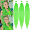 UPruyo Neon Lime Green Braiding Hair Pre Stretched Prestressed Braiding Hair Weave Color Braiding Hair Extensions for Braids Synthetic Hair for Braiding (26 In 3 Packs)
