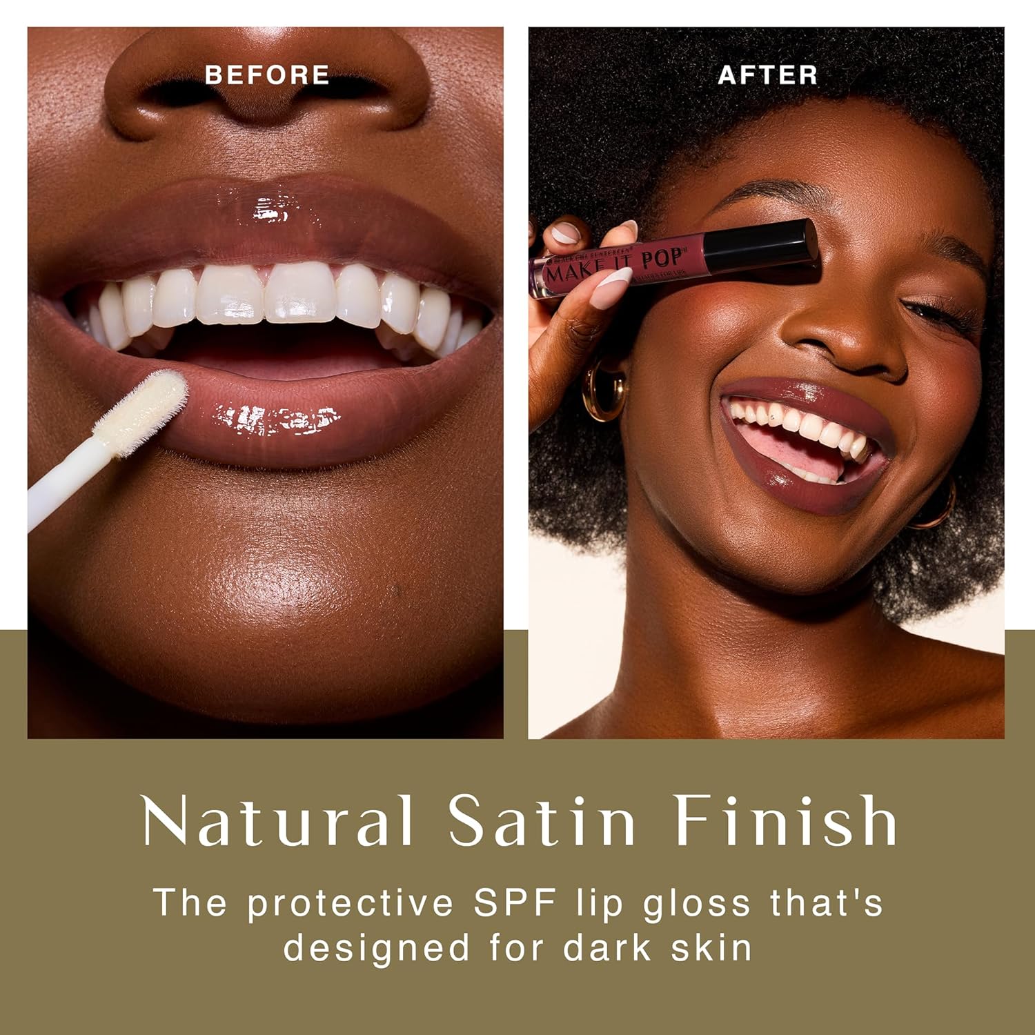 BlackGirlSunscreen BLACK GIRL SUNSCREEN - Make It Pop Sungloss - Revolutionary Sun Protection and Gloss in One - SPF 50 (Cherry Noir)