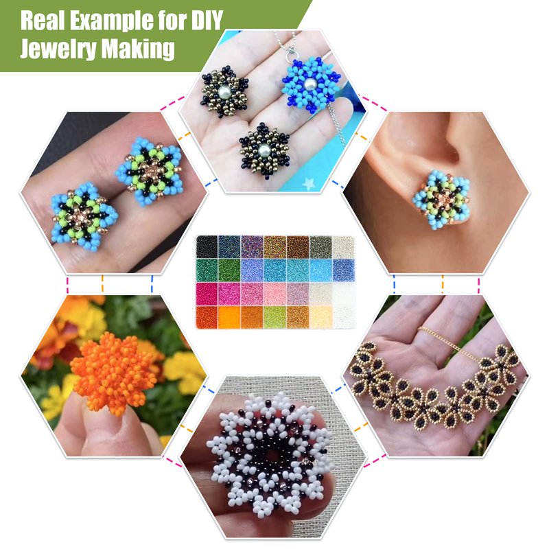 Glass Seed Beads Kit 28 Colors, 24,000 Pieces for Jewelry Making