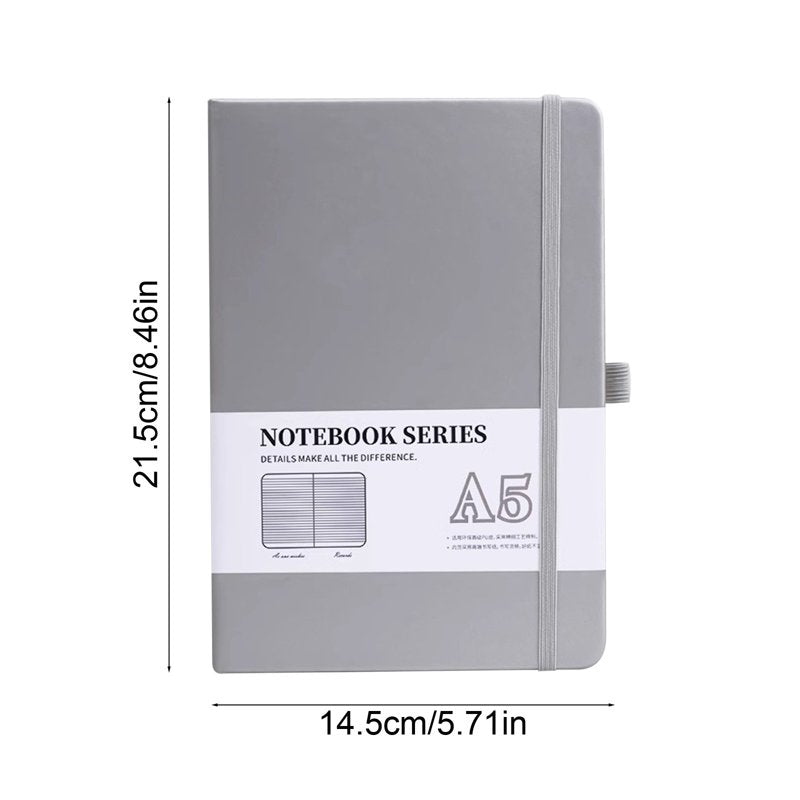 Lined Hardcover Notebook for Journaling and Note Taking - 200 Pages, A5 Size, Leather Cover with Pen Holder, Various Colors