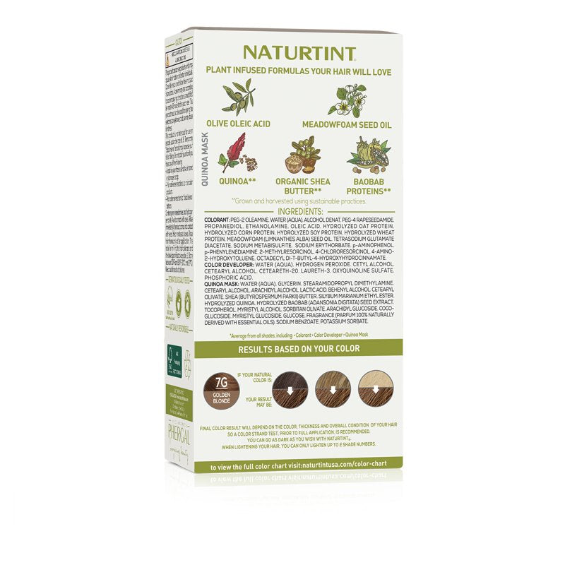 Natural Permanent Hair Color - 7G Golden Blonde, Long Lasting & Nourishing