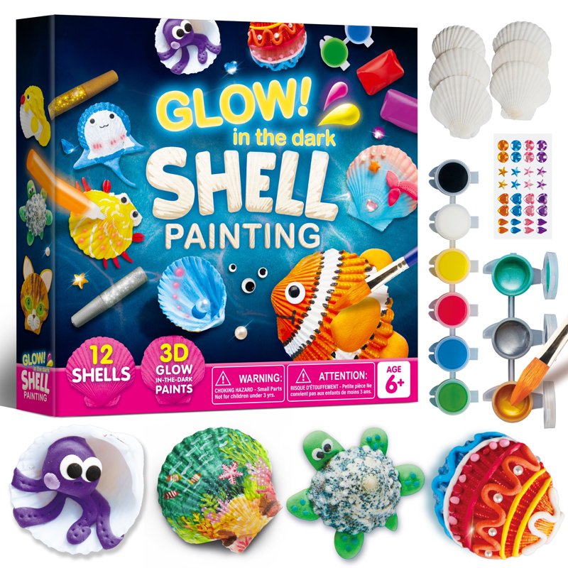 Glow in the Dark Sea Shell Painting Kit for Kids - Creative Art Set for Ages 4-12