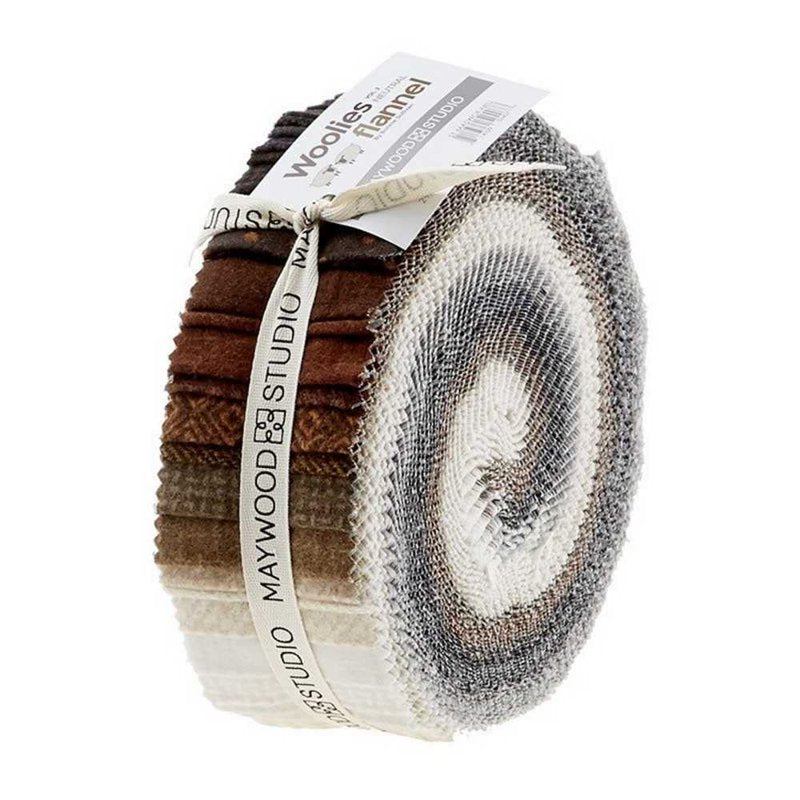 Neutral Flannel Jelly Roll Fabric Bundle 40 Pre-Cut 2.5x44 Inches Quilting