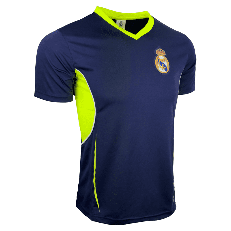 Boy's Real Madrid Jersey Youth XL - Rhinox Licensed Soccer Shirt, Navy/Neon