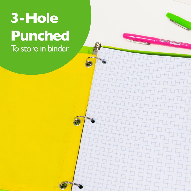 Quad-Ruled Loose Leaf Paper 100 Sheets for Binders, School & Office