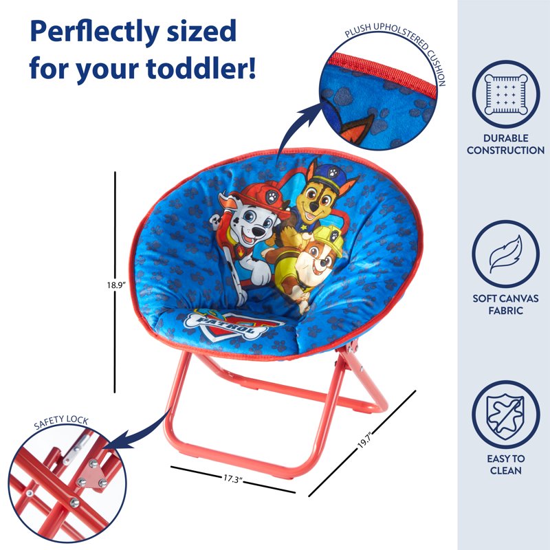 Paw Patrol 19" Toddler Mini Saucer Chair - Blue Polyester (Variation: Blue, Red, White, Multicolor)